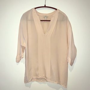 Joie pale pink silk blouse with 3/4 length sleeves